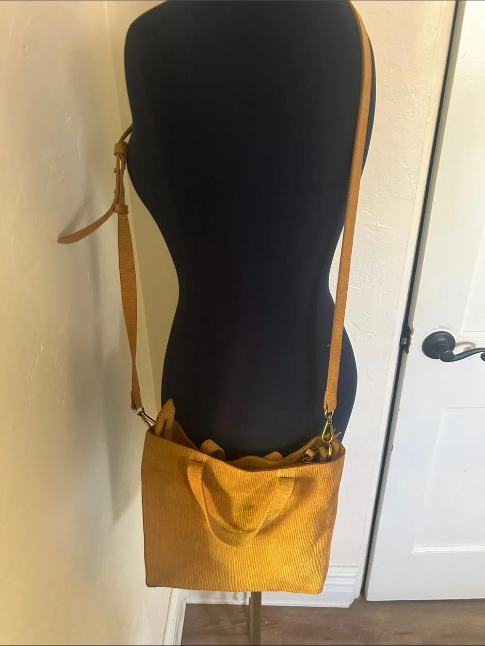 Women’s Mustard Suede Crossbody Tote